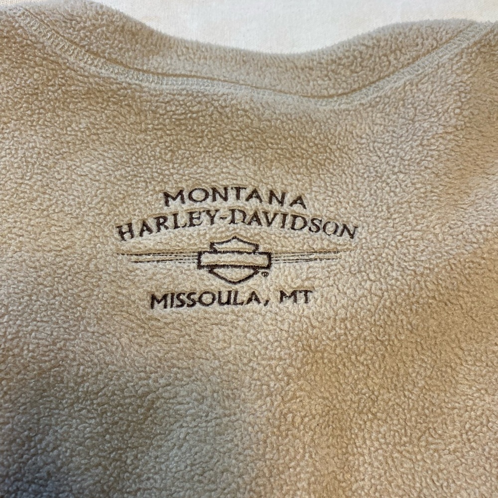 Vintage Y2K Harley-Davidson Beige Fleece Cardigan Button Front Embroidered Small - Picture 5 of 6